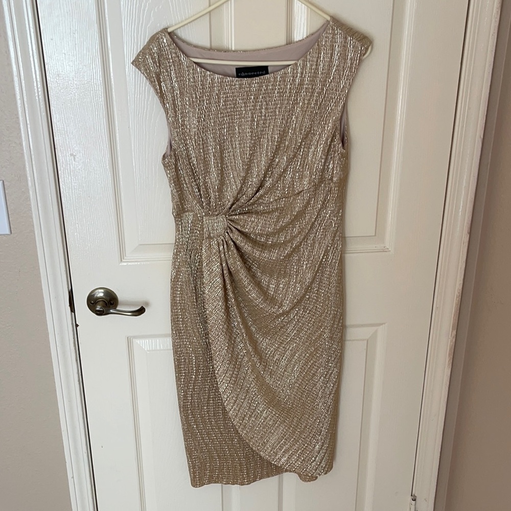 Calvin Klein Gold Ruched Sheath Dress
